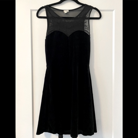 Velvet Black Dress with Mesh Top